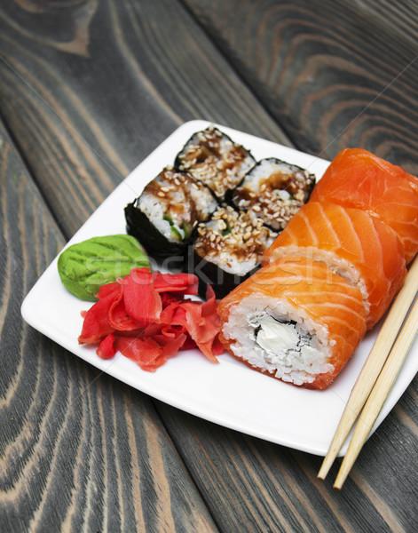 商业照片: 日本 · 寿司 ·盘· 芥末 ·姜
